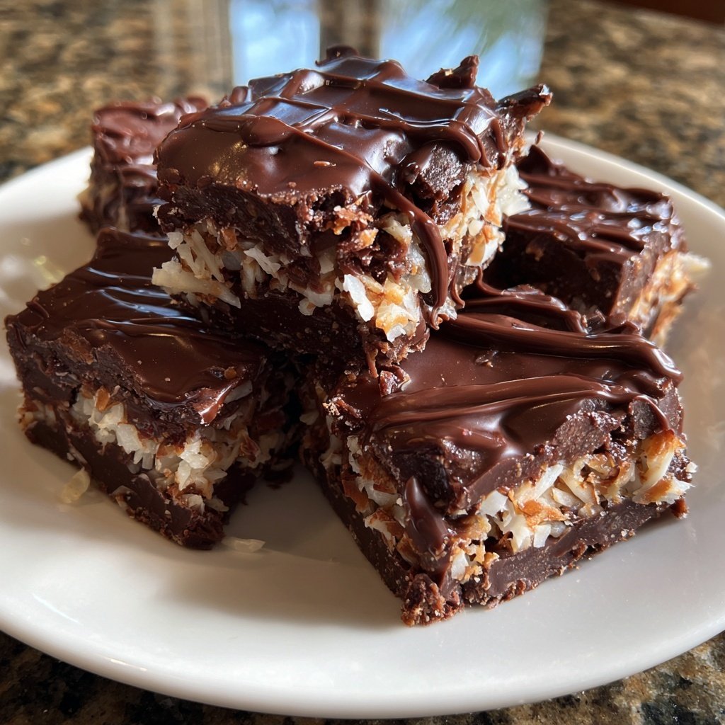 Chocolate Coconut Fudge Squares
