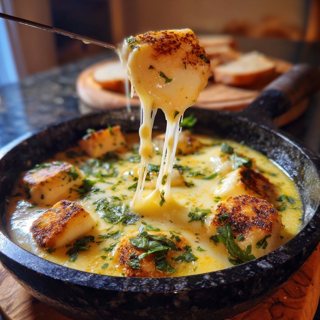 Fondue with Mozzarella and Basil