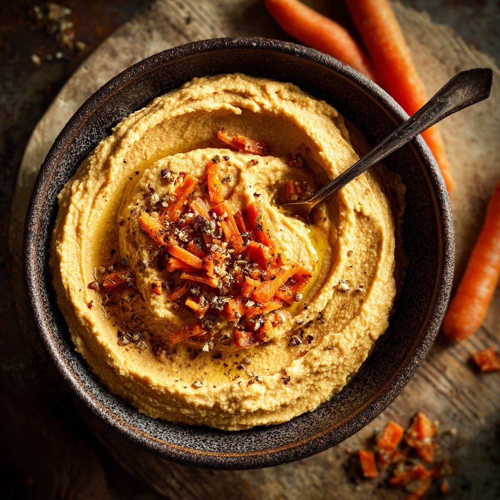 Healthy Lunch Roasted Carrot Hummus Bowl