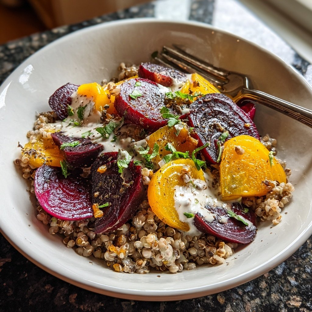 Roasted Beet White Bean Grain Bowl