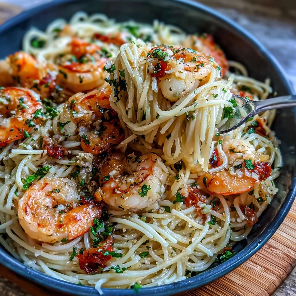 Angel Hair Pasta With Garlic Butter Shrimp